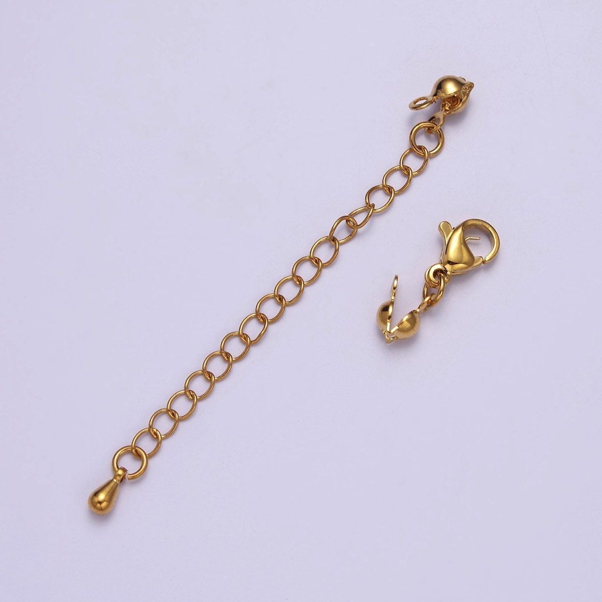 24K Gold Filled Chain Extender &amp; Lobster Clasps Closure &amp; Clamshell Crimp Knot Cover Jewelry Supply Set L-721