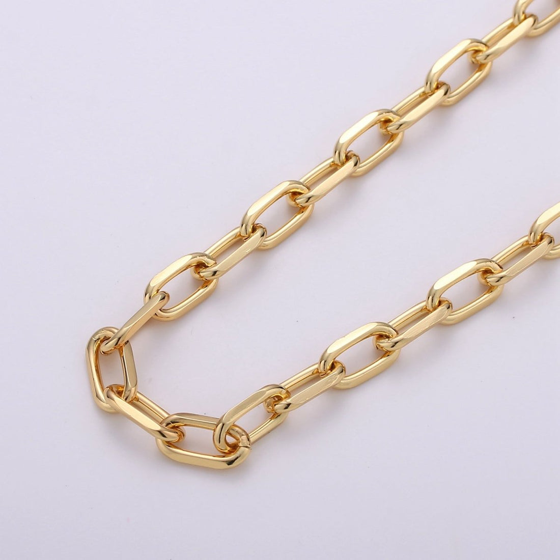 24K Gold Plated Chain Fashion CABLE Chain - Silver, Rose Gold, Black Chunky Chain, 12X7mm 2mm Thick Chain | ROLL-143, ROLL-144, ROLL-145, ROLL-146 Clearance Pricing