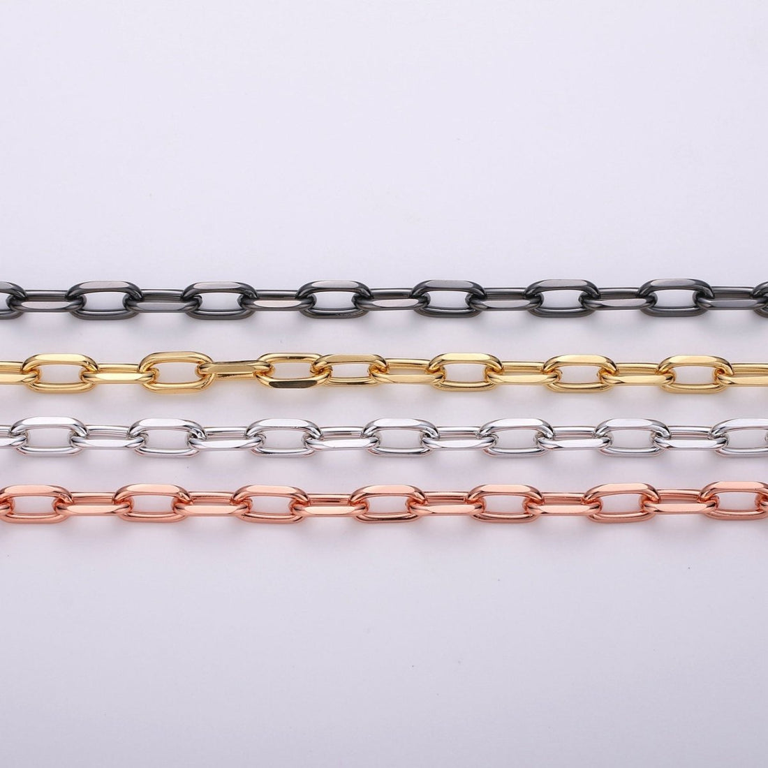 24K Gold Plated Chain Fashion CABLE Chain - Silver, Rose Gold, Black Chunky Chain, 12X7mm 2mm Thick Chain | ROLL-143, ROLL-144, ROLL-145, ROLL-146 Clearance Pricing