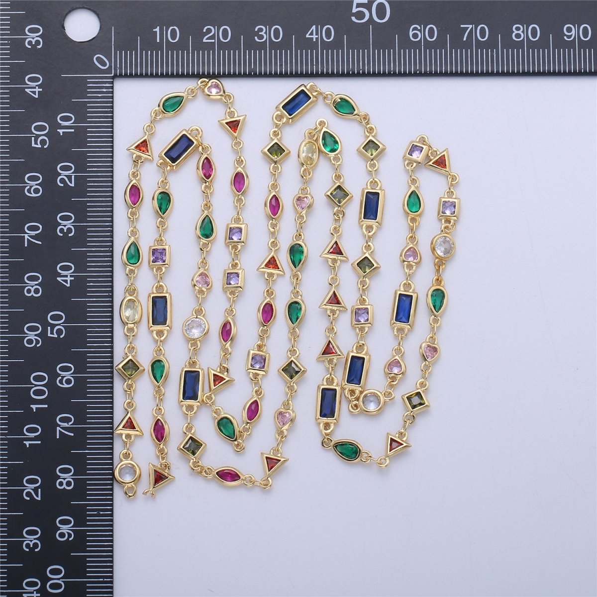 24K Gold Filled Chain Geometric CZ Chain by Yard, Bulk Chain By Yard, Cubic Chains Tiny CZ Chains, Ideal for Bracelet Necklace Long Necklace, White Gold Filled DESIGNED Chain | ROLL-051 ROLL-052 Clearance Pricing