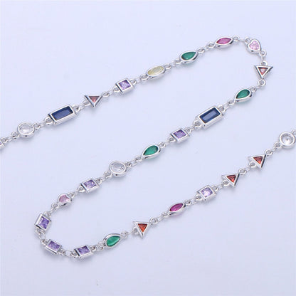 24K Gold Filled Chain Geometric CZ Chain by Yard, Bulk Chain By Yard, Cubic Chains Tiny CZ Chains, Ideal for Bracelet Necklace Long Necklace, White Gold Filled DESIGNED Chain | ROLL-051 ROLL-052 Clearance Pricing
