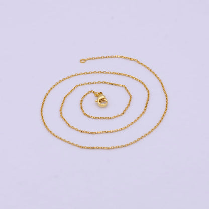 24K Gold Filled Chain Necklace, Dainty 0.9mm Cable Finished Chain, 17.5" Inch Layering Necklace | WA-615 Clearance Pricing