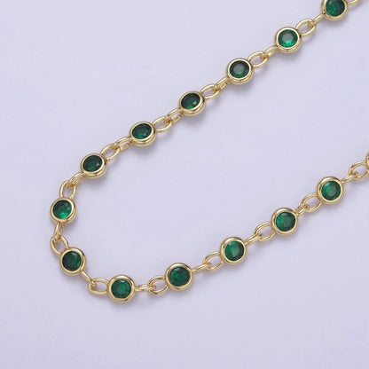 24k Gold Filled Chain Round CZ Chain by Foot / Yard Bulk Chain Round Bezel Cut Cubic Chains 5mm CZ Chain Unsoldered | ROLL-743 to ROLL-746 Clearance Pricing