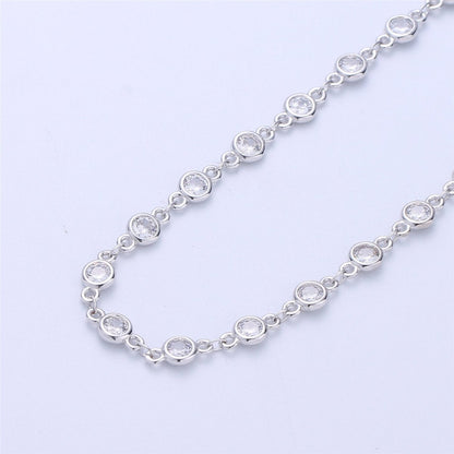 24K Gold Filled Chain Round CZ Chain by Yard, Bulk Chain by Yard, Cubic Chain, Tiny CZ Chain, Ideal for Lariet Long Necklace, DESIGNED Chain Component Supply | ROLL-041, ROLL-047 Clearance Pricing
