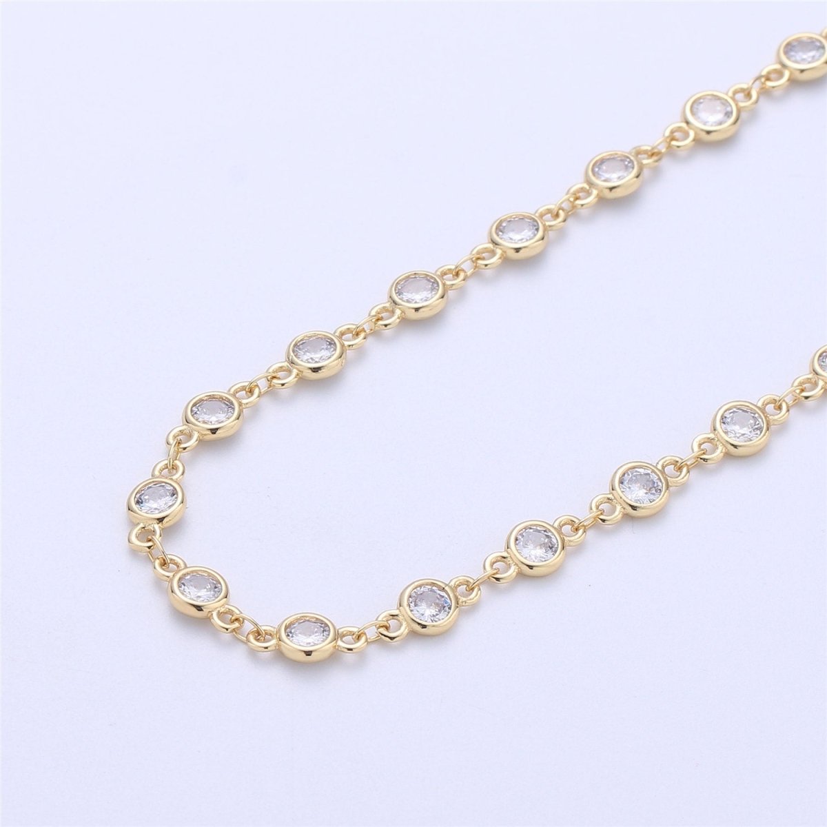 24K Gold Filled Chain Round CZ Chain by Yard, Bulk Chain by Yard, Cubic Chain, Tiny CZ Chain, Ideal for Lariet Long Necklace, DESIGNED Chain Component Supply | ROLL-041, ROLL-047 Clearance Pricing