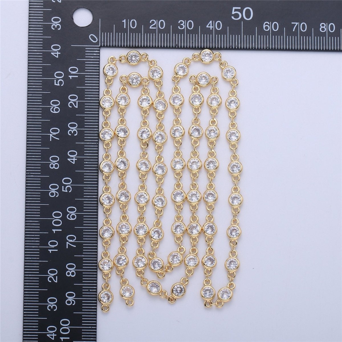 24K Gold Filled Chain Round CZ Chain by Yard, Bulk Chain by Yard, Cubic Chain, Tiny CZ Chain, Ideal for Lariet Long Necklace, DESIGNED Chain Component Supply | ROLL-041, ROLL-047 Clearance Pricing