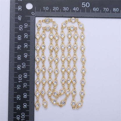 24K Gold Filled Chain Round CZ Chain by Yard, Bulk Chain by Yard, Cubic Chain, Tiny CZ Chain, Ideal for Lariet Long Necklace, DESIGNED Chain Component Supply | ROLL-041, ROLL-047 Clearance Pricing