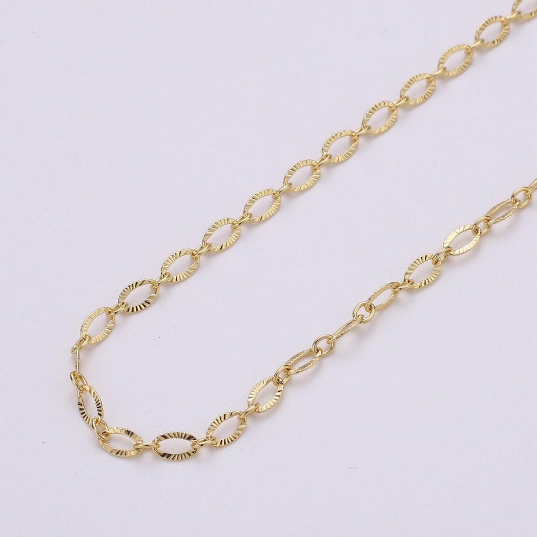 OS 24K Gold Filled Chain - Textured CABLE Chain - 6x3.5mm - Unfinished Chain by Yard For Jewelry Making | ROLL-135 Clearance Pricing