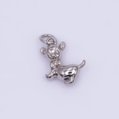 24K Gold Filled Chihuahua Puppy Dog Pet Multidimensional 3D Charm in Gold &amp; Silver | AF478