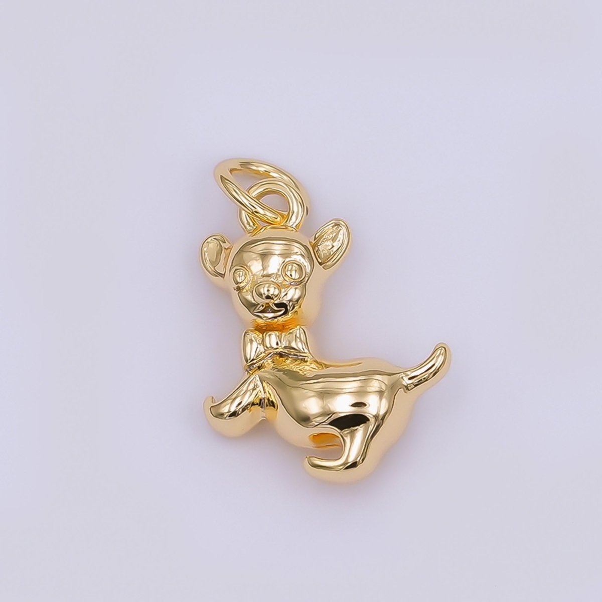 24K Gold Filled Chihuahua Puppy Dog Pet Multidimensional 3D Charm in Gold &amp; Silver | AF478