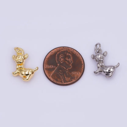 24K Gold Filled Chihuahua Puppy Dog Pet Multidimensional 3D Charm in Gold &amp; Silver | AF478