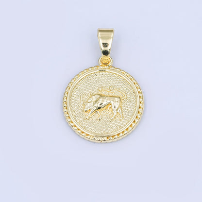 24K Gold Filled Chinese Zodiac Animal Round Pendant | A1319-A1324