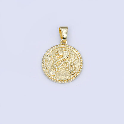 24K Gold Filled Chinese Zodiac Animal Round Pendant | A1319-A1324