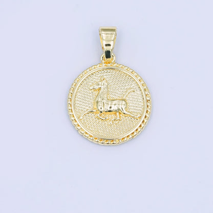 24K Gold Filled Chinese Zodiac Animal Round Pendant | A1319-A1324