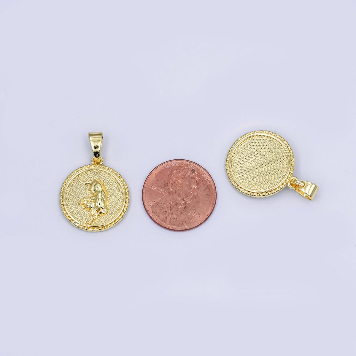 24K Gold Filled Chinese Zodiac Animal Round Pendant | A1319-A1324