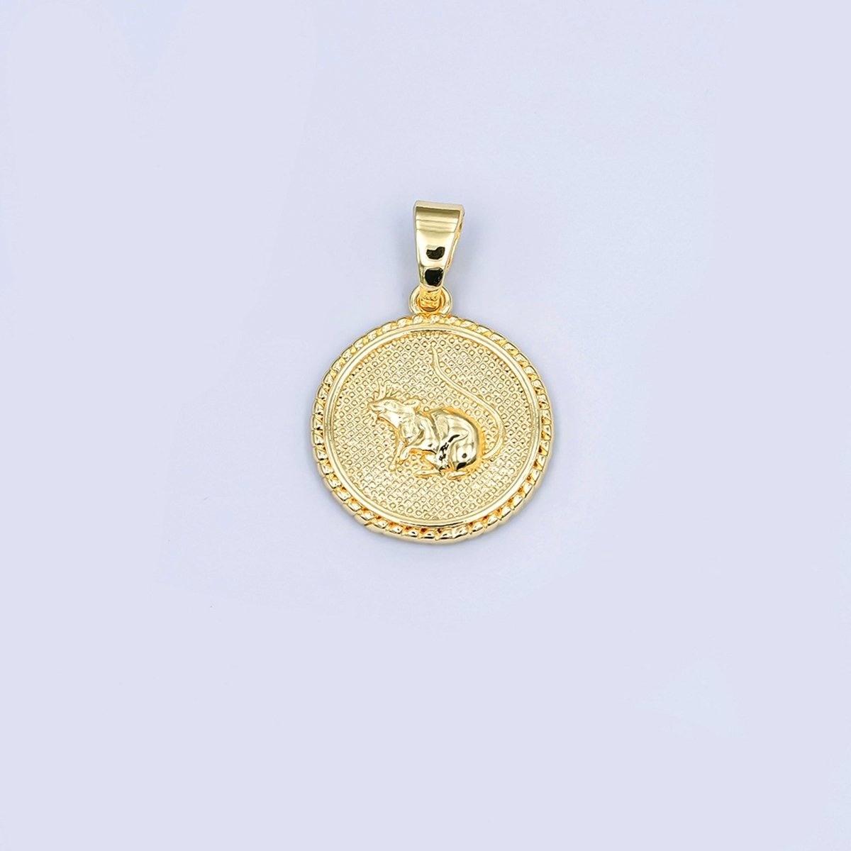 24K Gold Filled Chinese Zodiac Animal Round Pendant | A1319-A1324
