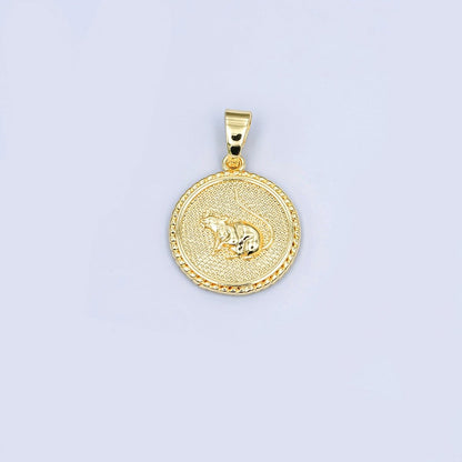 24K Gold Filled Chinese Zodiac Animal Round Pendant | A1319-A1324