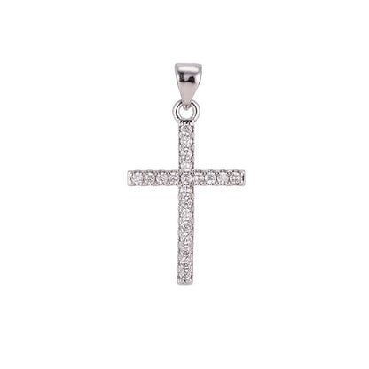 24K Gold Filled  Christian Minimalist Simple Cross Jesus Cubic Zirconia Necklace Pendant Bracelet Earring Charm Bails for Jewelry Making AA-760 H-247