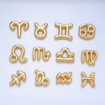 24K Gold Filled Chubby Balloon Zodiac Star Sign Pendant | A1295-A1300