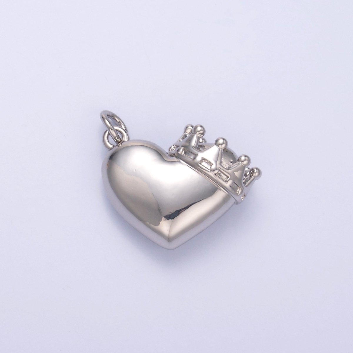 24K Gold Filled Chubby Heart Crown Charm in Gold &amp; Silver | C038