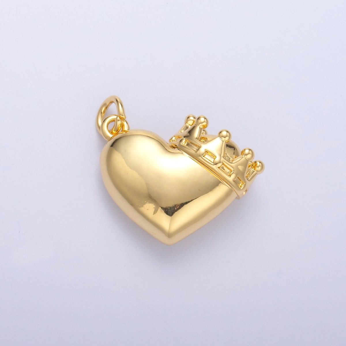 24K Gold Filled Chubby Heart Crown Charm in Gold &amp; Silver | C038