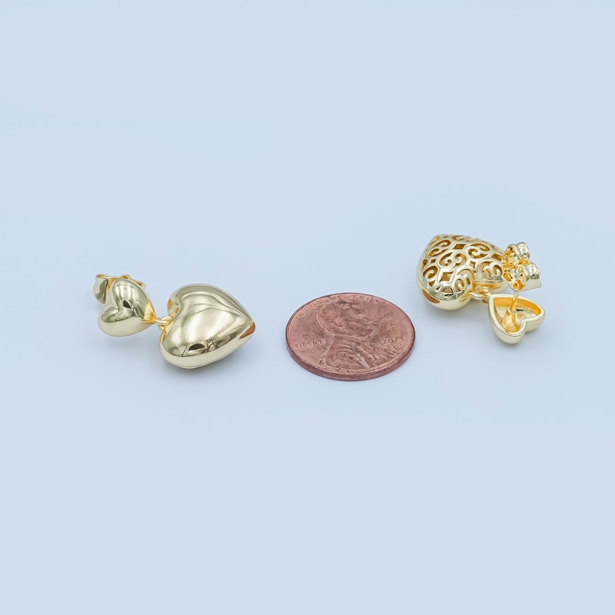 24K Gold Filled Chubby Heart Minimalist Stud Earrings | AD1226