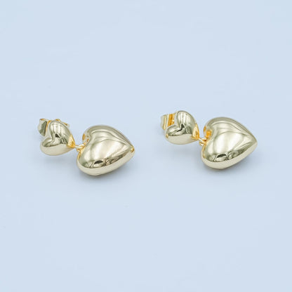 24K Gold Filled Chubby Heart Minimalist Stud Earrings | AD1226