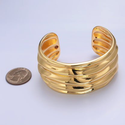 24K Gold Filled Chunky Cuff Band Bangle Bracelet | WA-3976