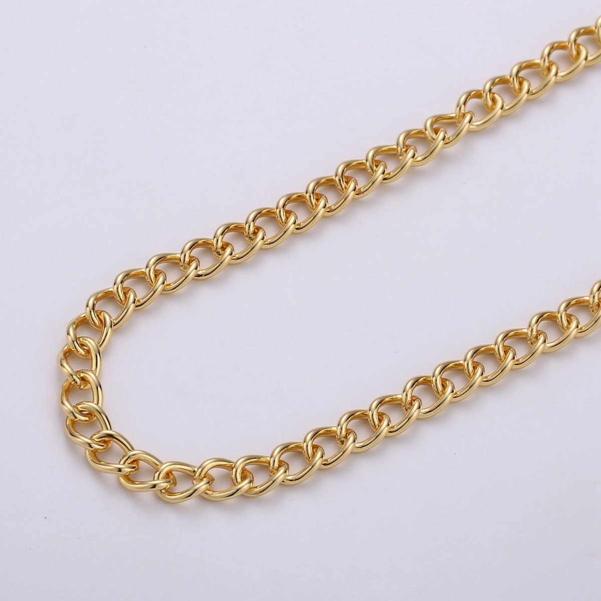 24K Gold Filled Chunky Curb Chain by Yard, Cuban Curb Chain by Yard, Wholesale bulk Roll Chain for Jewelry Making Width 5mm | ROLL-282 Clearance Pricing