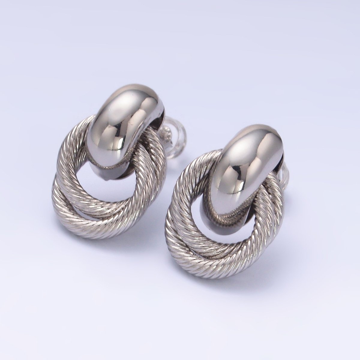 24K Gold Filled Circular Croissant Knot Doorknocker Drop Stud Earrings in Gold &amp; Silver | Q490 AB744