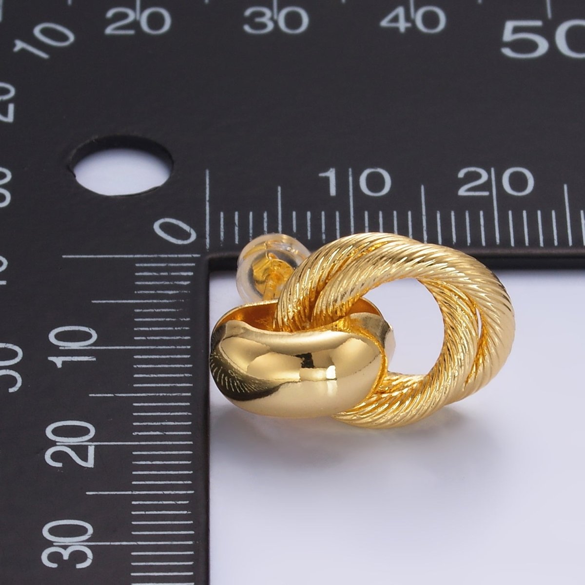 24K Gold Filled Circular Croissant Knot Doorknocker Drop Stud Earrings in Gold &amp; Silver | Q490 AB744