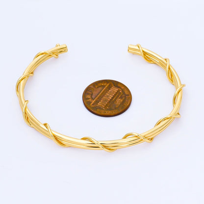 24K Gold Filled Circular Twist Band Geometric Cuff Bracelet | WA-01685