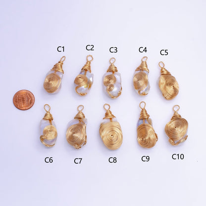 24K Gold Filled Circular Unique Wired Baroque Freshwater Pearl Pendant | P1854 C