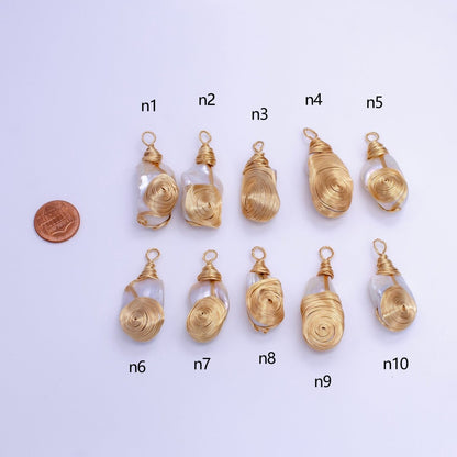 24K Gold Filled Circular Unique Wired Baroque Freshwater Pearl Pendant | P1854 N