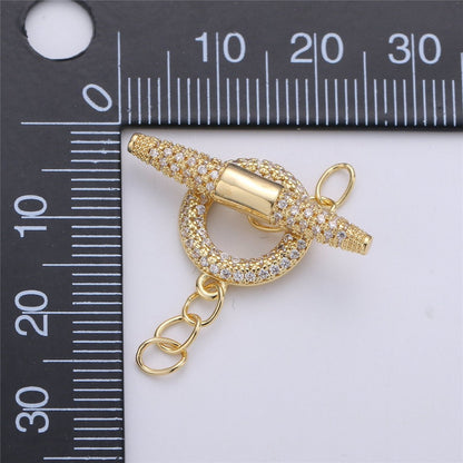 24k gold filled clasps, push in closure clasp jewelry findings for necklace making supply 19x7mm K-173