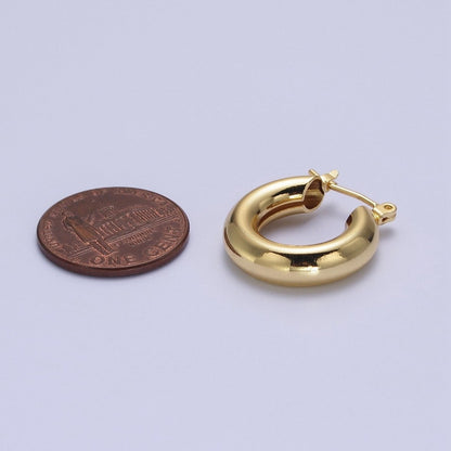 24K Gold Filled Classic Wide Dome 20mm Latch Hoop Earrings in Gold &amp; Silver | AD-170 AD-172