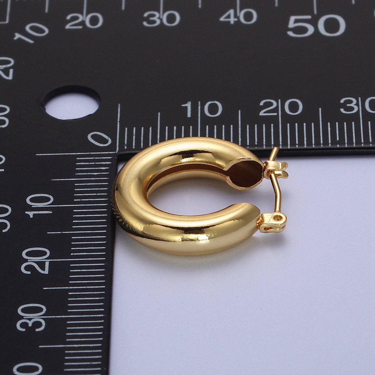 24K Gold Filled Classic Wide Dome 20mm Latch Hoop Earrings in Gold &amp; Silver | AD-170 AD-172