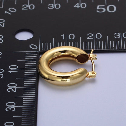 24K Gold Filled Classic Wide Dome 20mm Latch Hoop Earrings in Gold &amp; Silver | AD-170 AD-172