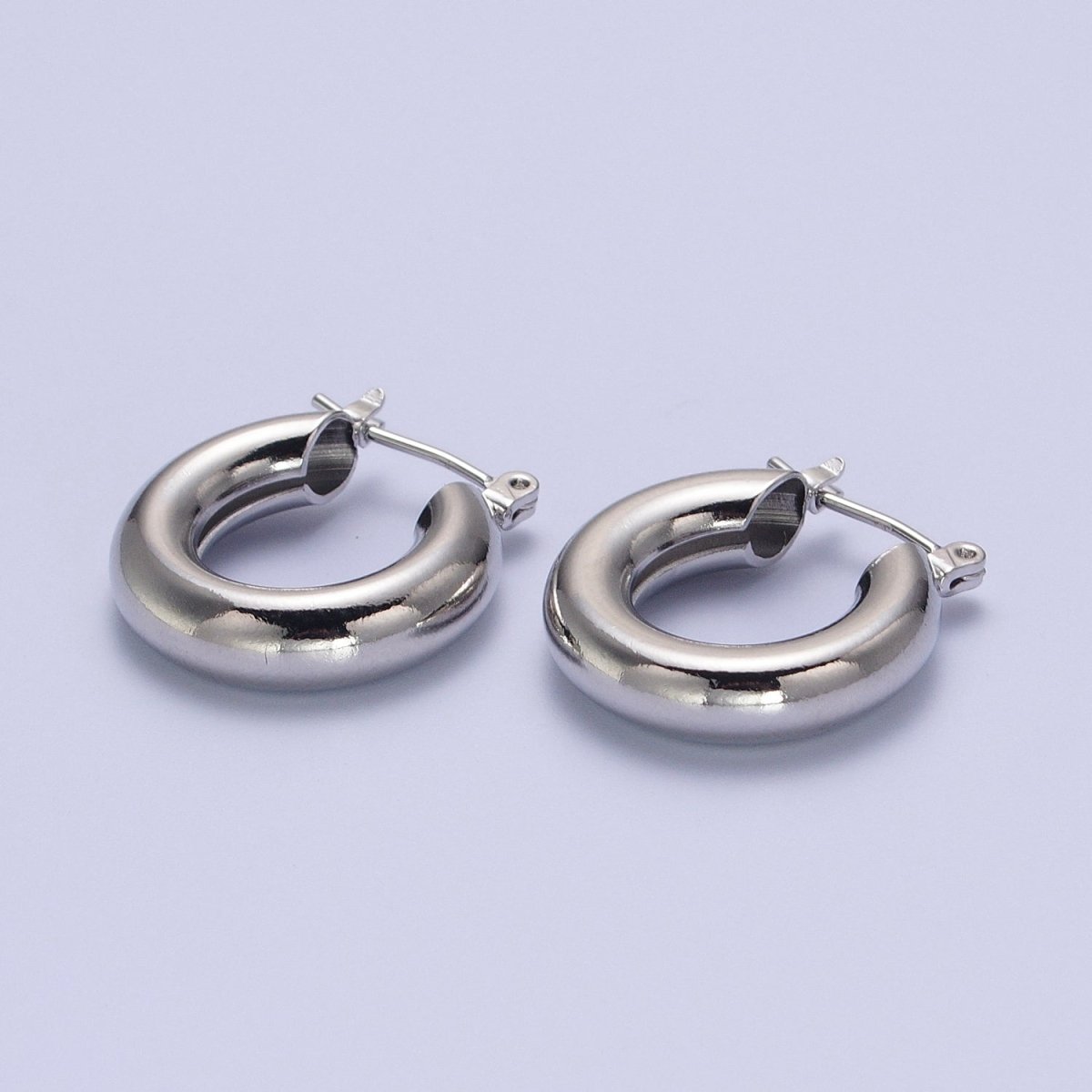 24K Gold Filled Classic Wide Dome 20mm Latch Hoop Earrings in Gold &amp; Silver | AD-170 AD-172