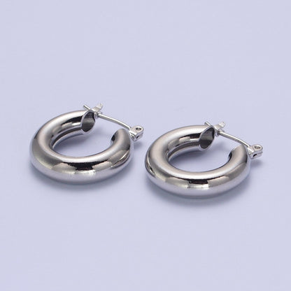 24K Gold Filled Classic Wide Dome 20mm Latch Hoop Earrings in Gold &amp; Silver | AD-170 AD-172