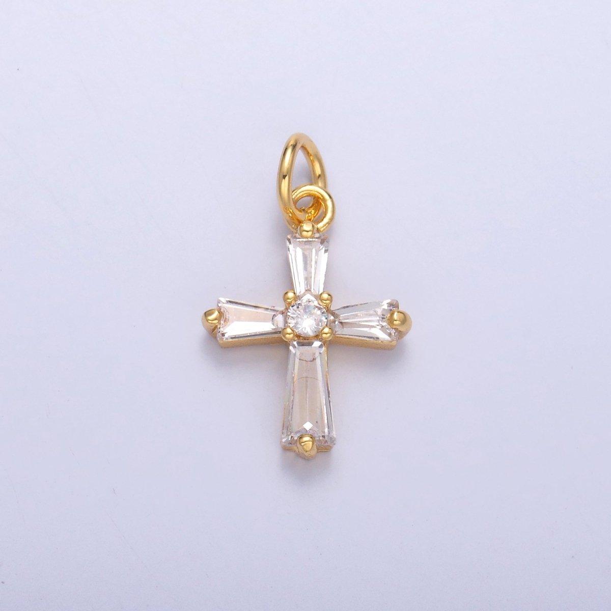 24K Gold Filled Clear Baguette CZ Charm in Gold &amp; Silver | C076