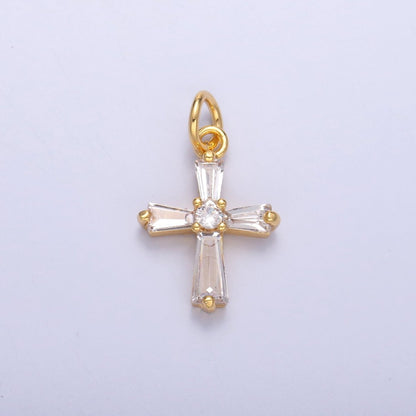 24K Gold Filled Clear Baguette CZ Charm in Gold &amp; Silver | C076