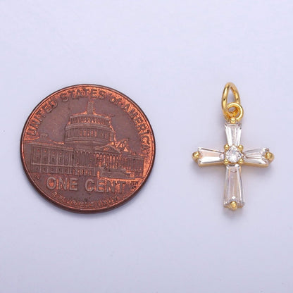 24K Gold Filled Clear Baguette CZ Charm in Gold &amp; Silver | C076