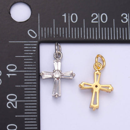 24K Gold Filled Clear Baguette CZ Charm in Gold &amp; Silver | C076