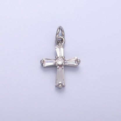 24K Gold Filled Clear Baguette CZ Charm in Gold &amp; Silver | C076