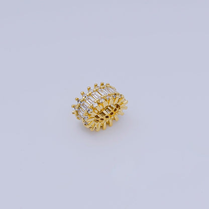 24k Gold Filled Clear Baguette CZ Micro Pave Oval Spacer Beads | B917