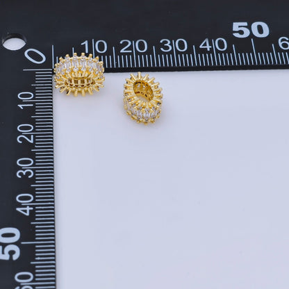 24k Gold Filled Clear Baguette CZ Micro Pave Oval Spacer Beads | B917