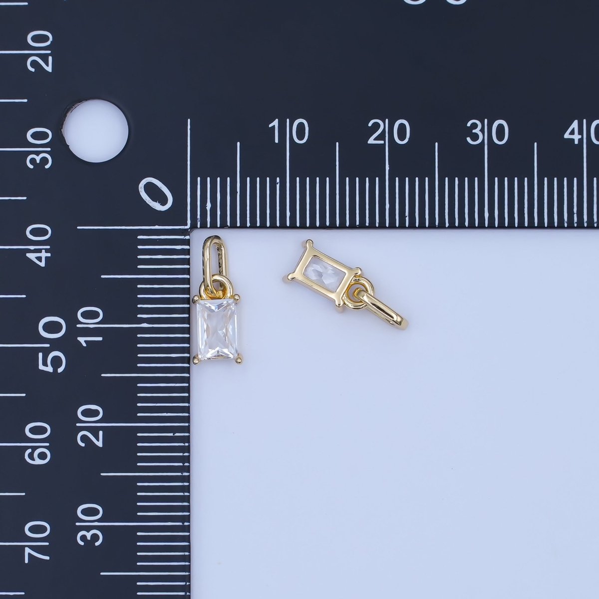 24K Gold Filled Clear Baguette Link Bail Pendant | AA1502