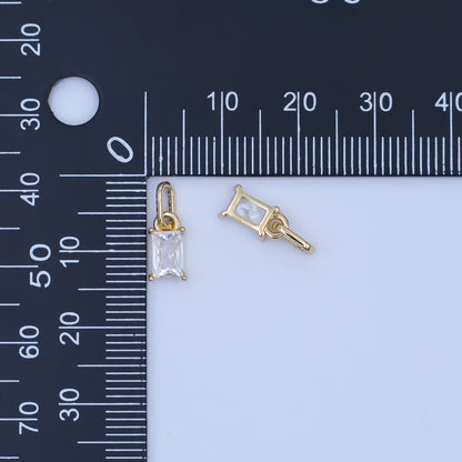 24K Gold Filled Clear Baguette Link Bail Pendant | AA1502
