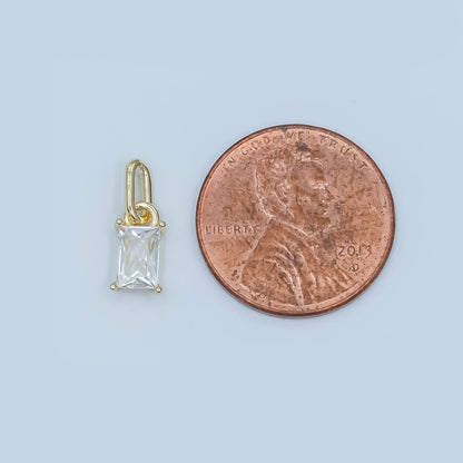 24K Gold Filled Clear Baguette Link Bail Pendant | AA1502